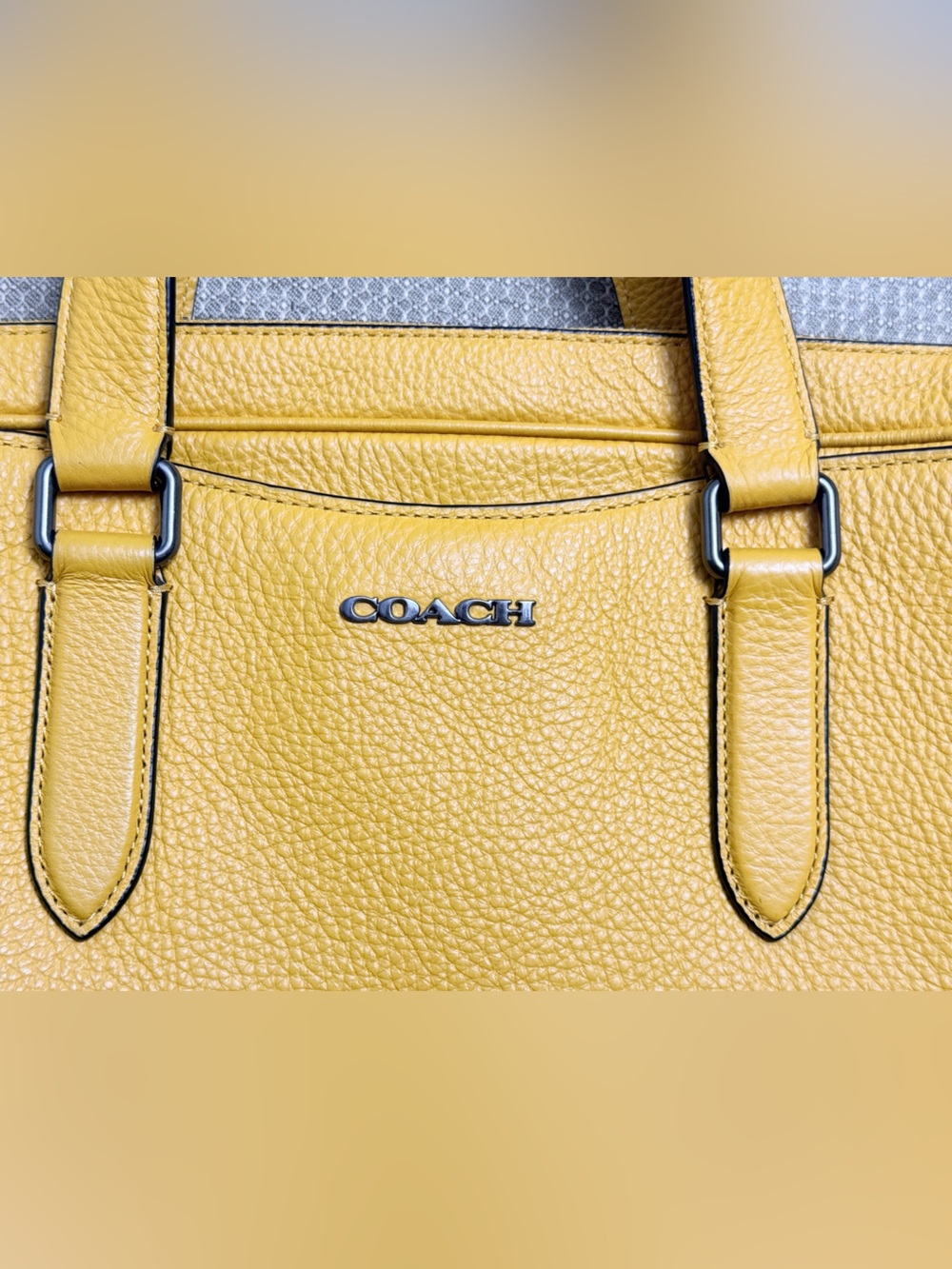 Coach Yellow Pebbled Leather Laptop Brief - Picture 16 of 16
